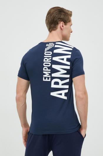 Bavlnené tričko Emporio Armani Underwear tmavomodrá farba, jednofarebné