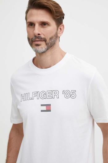 Bavlnené tričko Tommy Hilfiger pánske, biela farba, s potlačou, MW0MW34427