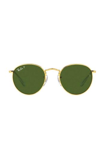 Detské slnečné okuliare Ray-Ban Round Kids zelená farba, 0RJ9547S-Polarized