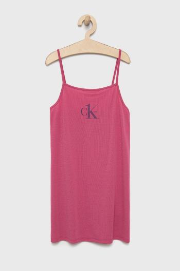 Detská nočná košeľa Calvin Klein Underwear fialová farba, jednofarebná