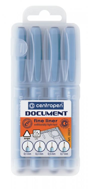 Popisovač Centropen 2631 Dokument čierny 4ks 0,1mm 0,3mm 0,5mm a 0,7mm