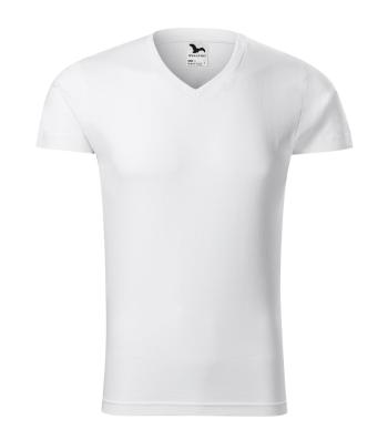 MALFINI Pánske tričko Slim Fit V-neck - Biela | XL