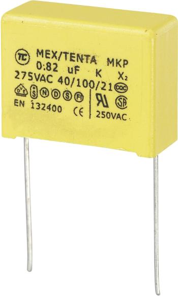 TRU COMPONENTS MKP-X2 1 ks odrušovací kondenzátor MKP-X2 radiálne vývody  0.82 µF 275 V/AC 10 % 22.5 mm (d x š x v) 26 x
