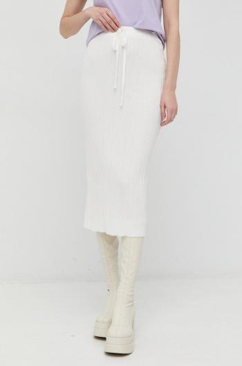 Sukňa Silvian Heach biela farba, maxi, rovný strih