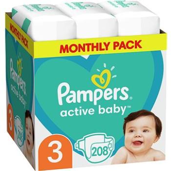 PAMPERS Active Baby veľkosť 3 Midi (208 ks) – mesačné balenie (8001090910745)