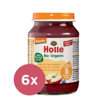 6x HOLLE Bio Jablko a čučoriedka, 190 g - ovocný príkrm