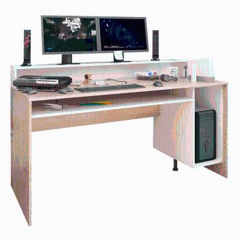 PC stôl/herný stôl, dub sonoma/biela, TEZRO NEW