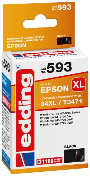 Edding Ink cartridge náhradný Epson 34XL / T3471 kompatibilná Single čierna EDD-593 18-593