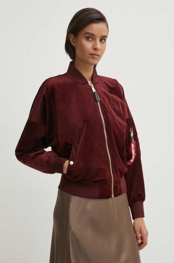 Bunda Alpha Industries MA-1 OS Velvet LW Wmn 106002 184 dámska, bordová farba, prechodná