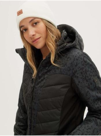 Čierna dámska vzorovaná prešívaná zimná bunda s kapucou O'Neill Baffle Igneous Jacket