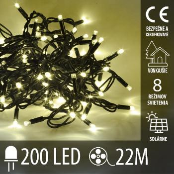 Vianočná led svetelná reťaz solárna + programator - 200led - 22m teplá biela