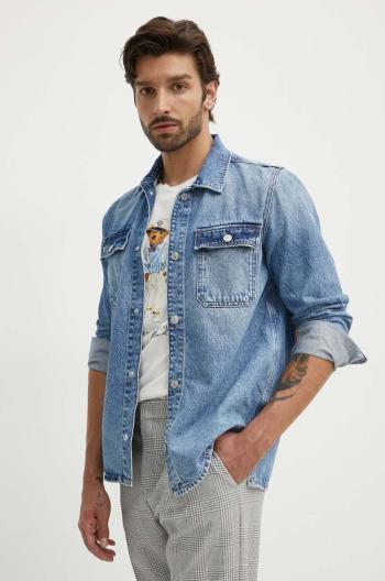 Rifľová košeľa Pepe Jeans RELAXED OVERSHIRT pánska, regular, s klasickým golierom, PM308585MP7