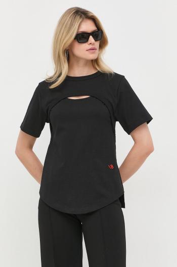 Bavlnené tričko Victoria Beckham čierna farba,