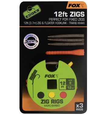 Fox náväzec zig rigs 12 ft 3.7 m 3 ks háčik 8 nosnosť 12 lb