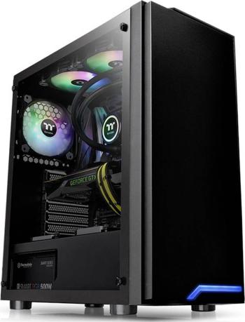 Thermaltake H100 TG midi tower PC skrinka čierna 1 predinštalovaný ventilátor, bočné okno