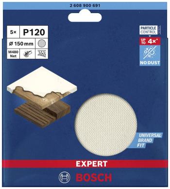 Bosch Accessories EXPERT M480 2608900691 brúsna sieť pre excentrickú brúsku bez otvorov Zrnitosť 120  (Ø) 150 mm 5 ks