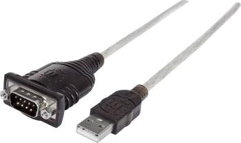 Manhattan USB 1.1, sériový prepojovací kábel [1x USB 1.1 zástrčka A - 1x D-SUB zástrčka 9-pólová] 45.00 cm striebornočie