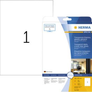 Herma 8020 etikety (A4) 210 x 297 mm fólia, lesklá  priehľadná 25 ks permanentné Fóliové etikety