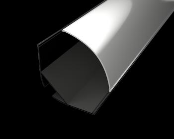 LED Solution Hliníkový profil pre LED pásiky rohový R1 čierny Vyberte variantu a délku: Profil + gulatý opálový difúzor 1m