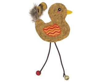 Nobby Korkový vtáčik s dlhými textilnými nohami s pridaným catnipom 17 cm