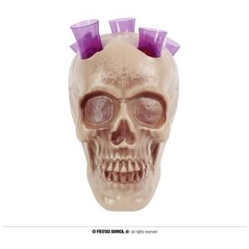 Dekorácia plastová lebka s panákmi – Halloween 20 cm (8434077265994)