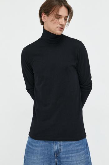 Bavlnené tričko s dlhým rukávom Premium by Jack&Jones čierna farba, jednofarebné