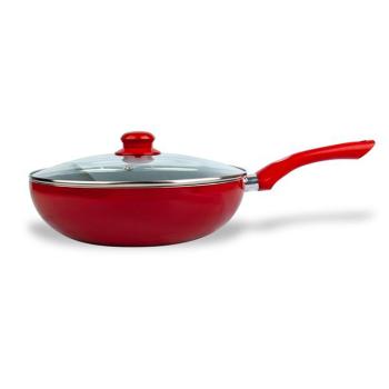 Panvica WOK s pokrievkou KITCHISIMO Rosso 28cm nepriľnavý povrch