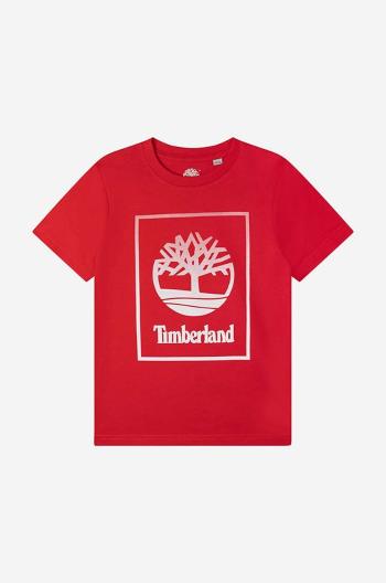 Detské bavlnené tričko Timberland Short Sleeves Tee-shirt červená farba, s potlačou