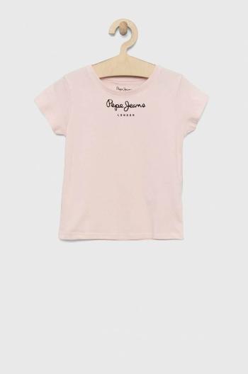 Detské bavlnené tričko Pepe Jeans Ružová farba