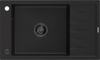 MEXEN/S MEXEN/S - Elias granitový drez 1-miska s odkvapkávačom 795 x 480 mm, čierna, sifón čierna 6511791005-77-B