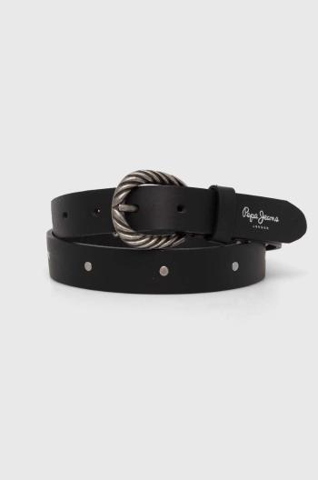 Kožený opasok Pepe Jeans CHARLOTTE BELT dámsky, čierna farba, PL020847