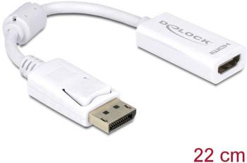 Delock 61767 DisplayPort / HDMI adaptér [1x zástrčka DisplayPort - 1x HDMI zásuvka] biela s feritovým jadrom 12.00 cm