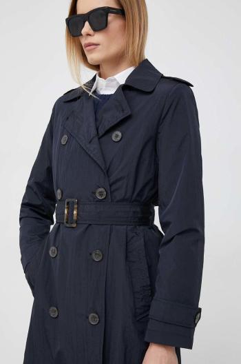 Kabát Lauren Ralph Lauren dámsky, tmavomodrá farba, prechodný, dvojradový