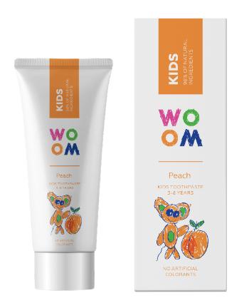 Woom Kids Broskyňa Detská zubná pasta 3-8 rokov 50 ml