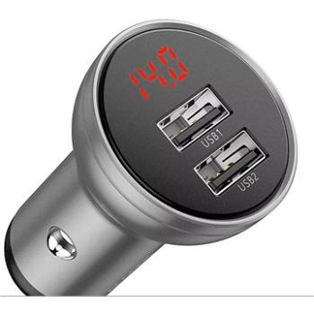 Baseus Digital Display Dual USB 4,8 A Car Charger 24W Silver (CCBX-0S)