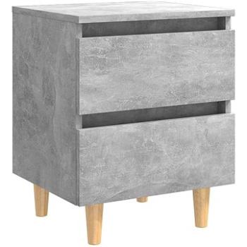 Nočný stolík masívne drevené nohy betónovo sivý 40 × 35 × 50 cm (805859)