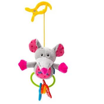 BABY MIX detská plyšová hračka s hrkálkou, myš (5902216909649)