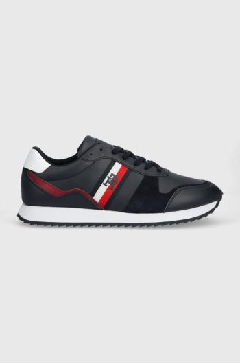 Kožené tenisky Tommy Hilfiger RUNNER EVO LEATHER tmavomodrá farba, FM0FM04714