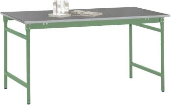 Manuflex BB3064.6011 Odkladací stolík BASIS stacionárny s plechovou doskou v zelenej farbe Reseda RAL 6011, š xhxv: 1500
