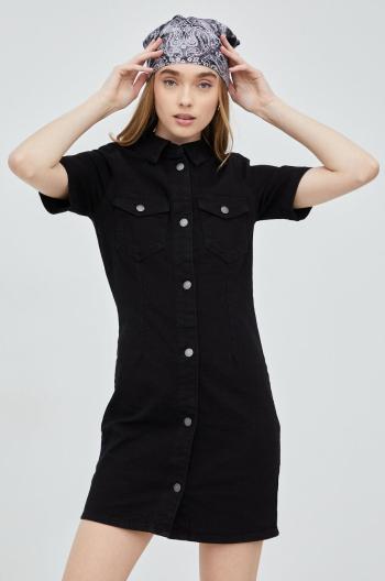 Rifľové šaty JDY čierna farba, mini, rovný strih