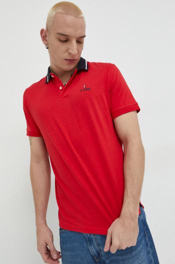 Bavlnené polo tričko Jack & Jones JJEJOE červená farba, s potlačou, 12221190