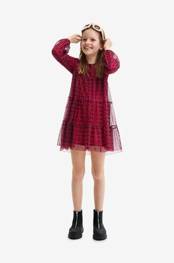 Dievčenské šaty Desigual červená farba, mini, áčkový strih
