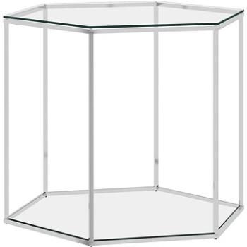 SHUMEE Konferenčný stolík strieborný 60 × 53 × 50 cm nehrdzavejúca oceľ a sklo, 289039