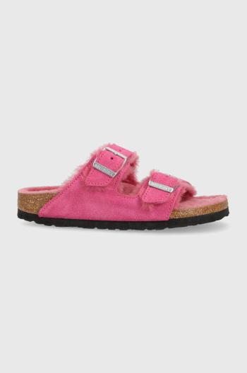 Semišové šľapky Birkenstock Arizona dámske, ružová farba, 1025554