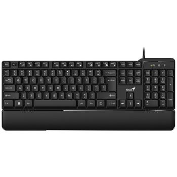 Genius KB-100XP, klávesnica CZ/SK, klasická, vode odolná, typ drôtová (USB), čierna, ergo predložka