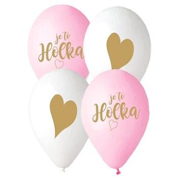 Balónik s českou potlačou je to dievča! – ružová a biela – 30 cm – 5 ks (8595681503213)