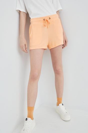 Šortky Roxy dámske, oranžová farba, melanžové, vysoký pás
