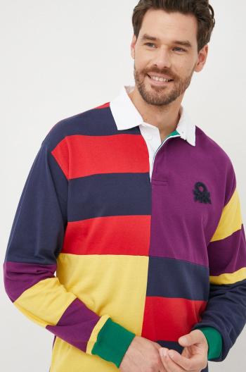 Bavlnené tričko s dlhým rukávom United Colors of Benetton vzorované