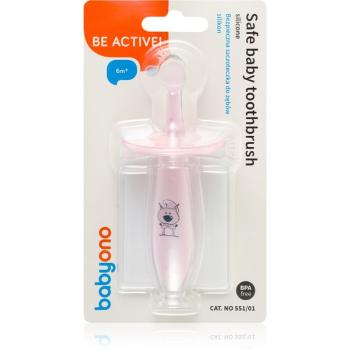 BabyOno Safe Baby Toothbrush zubná kefka pre deti 6 m+ Pink 1 ks