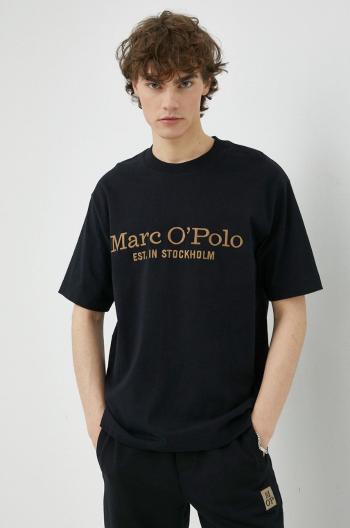 Bavlnené tričko Marc O'Polo čierna farba, s nášivkou